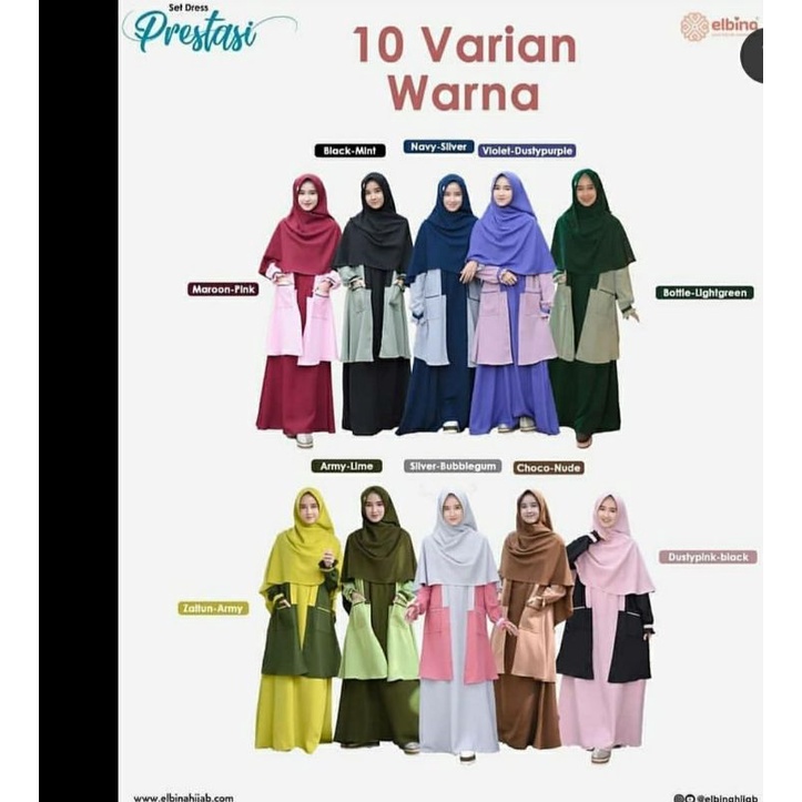 gamis set Elbina prestasi Original / gamis Set Murah