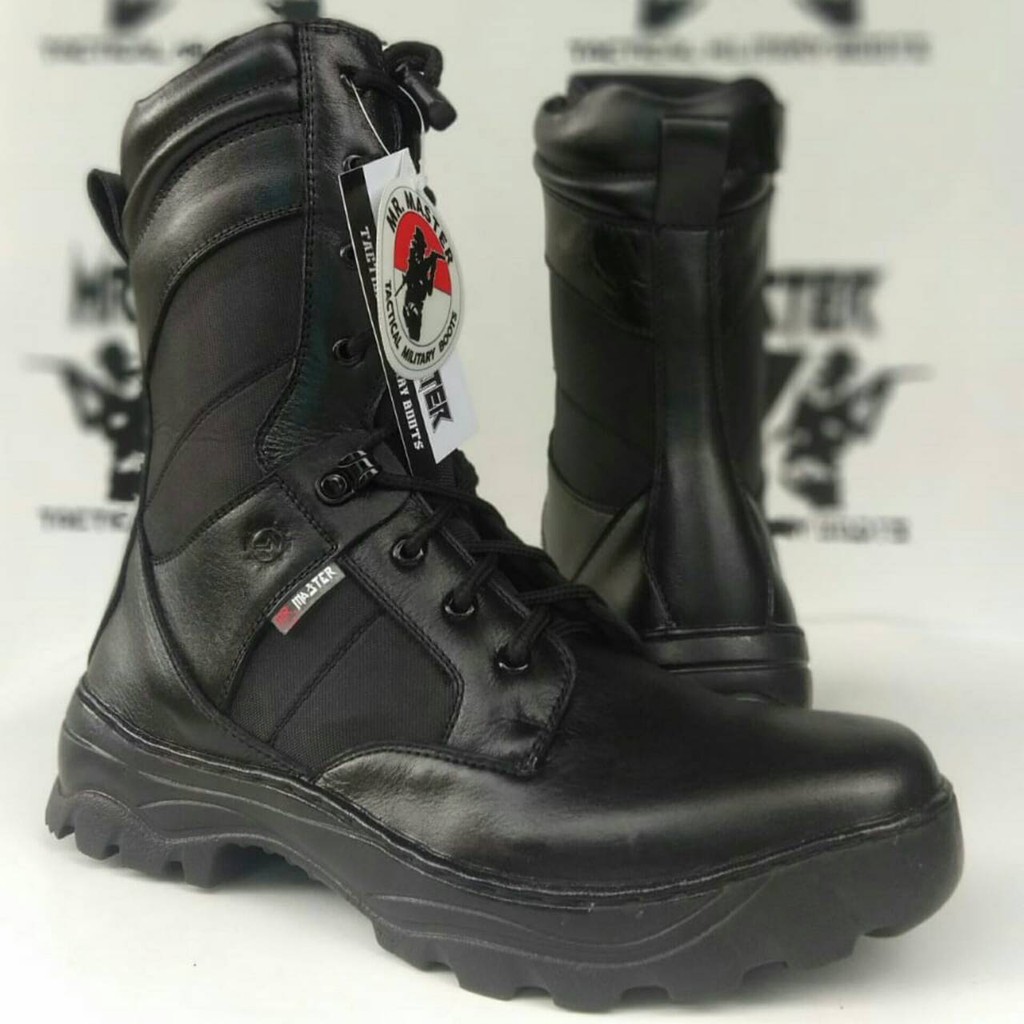 Sepatu PDL Ninja Kulit Asli Merk MR MASTER Sepatu PDL Tni Polri Security Satpam Sepatu Boots Pria