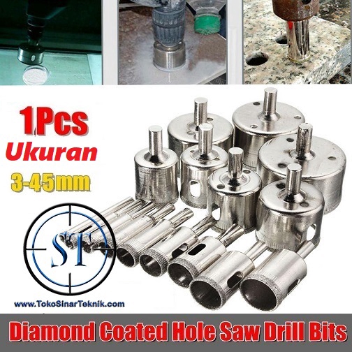 1 Pcs Diamond Hole Saw Mata Bor Lubang Batu Berlian Kaca Marmer Holesaw Pembolong Lobang Keramik Diamond Ukuran 8mm-45mm