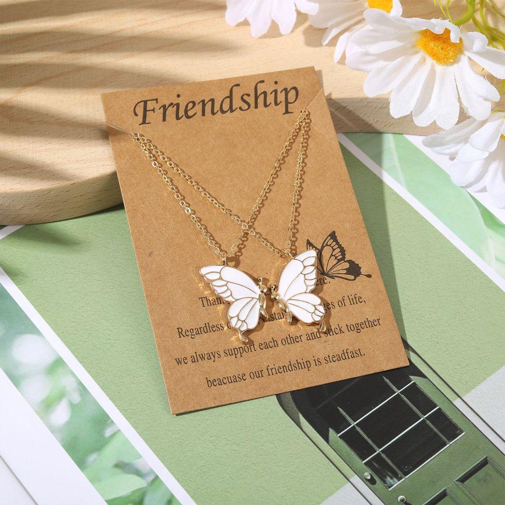 Mxbeauty Best Friend Kalung Butterfly 2pcs Set Desain Rasa Hadiah Untuk Teman Temperamen Gaya Korea Kalung