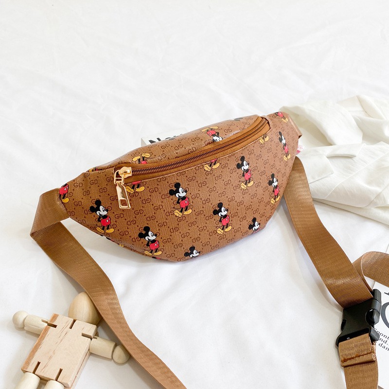 Waist Bag Import Kulit PU Motif Mickey - Waist Bag Wanita Import - Tas Pinggang Wanita - WB04