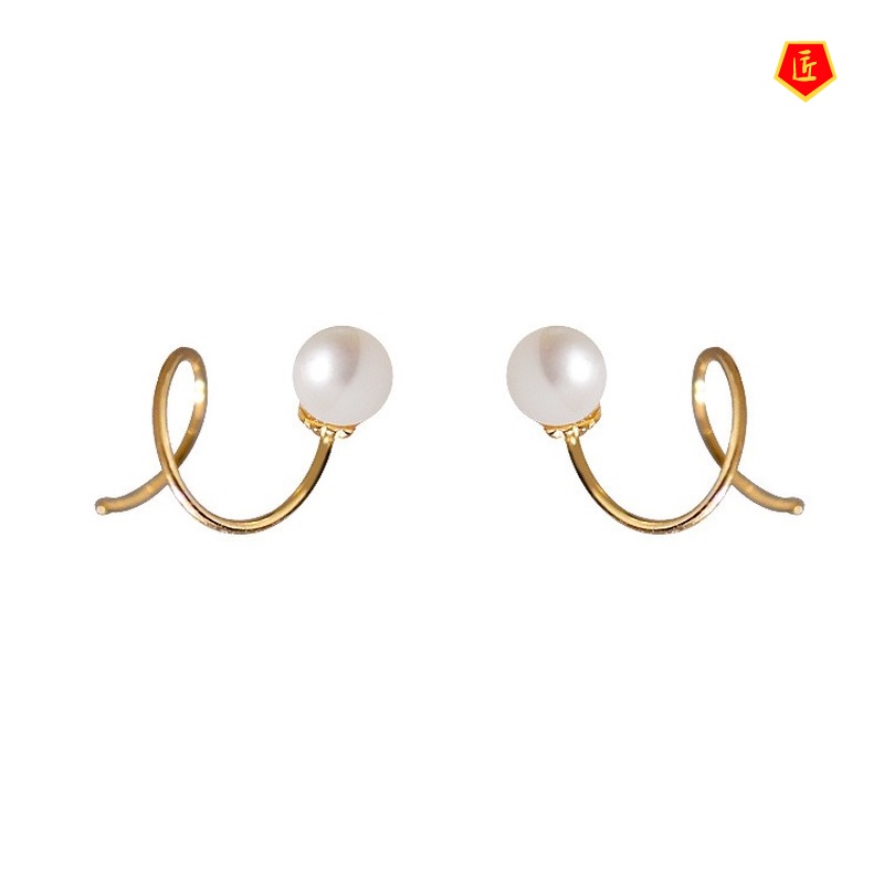 [Ready Stock]Creative Simple S925 Silver Spring Pearl Stud Earrings