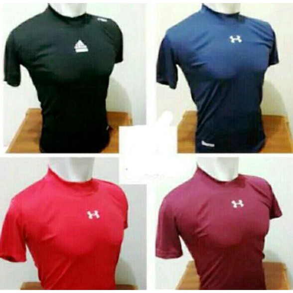 baselayer manset shortsleeve (lengan pendek) baju daleman olahraga futsal bola gym fitness kaos baju