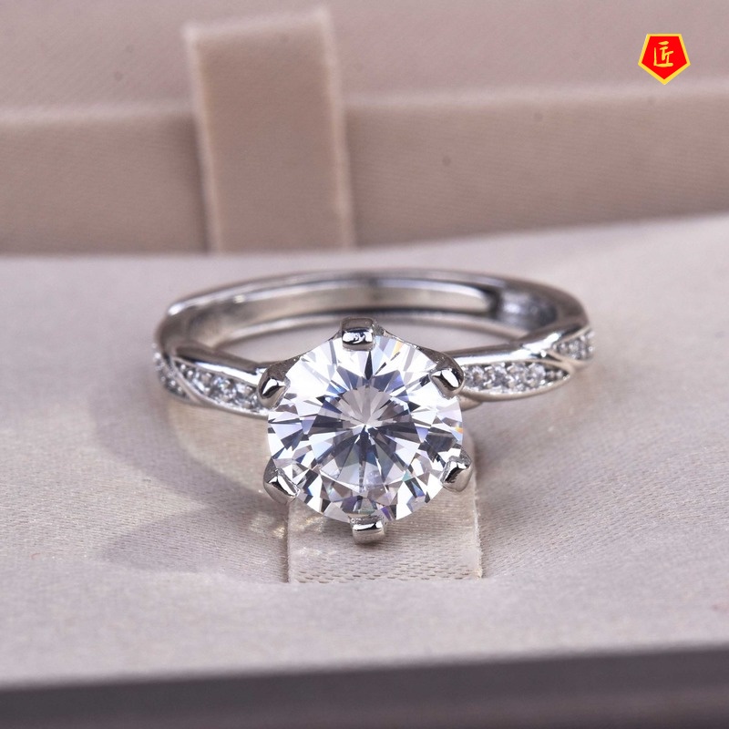 [Ready Stock]Simple Moissanite Ring Pt950 Fashion Special-Interest