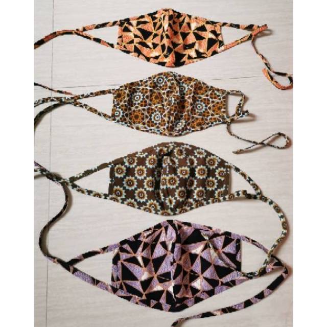 Masker Kain hijab batik keris 3 ply
