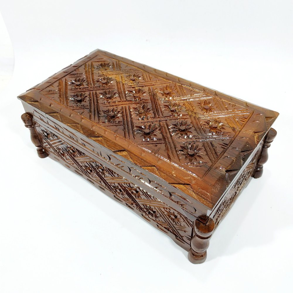 Kotak Box Kayu Jati Ukir Ukiran Pahat Tempat Penyimpanan Perhiasan Pernak Pernik Pusaka