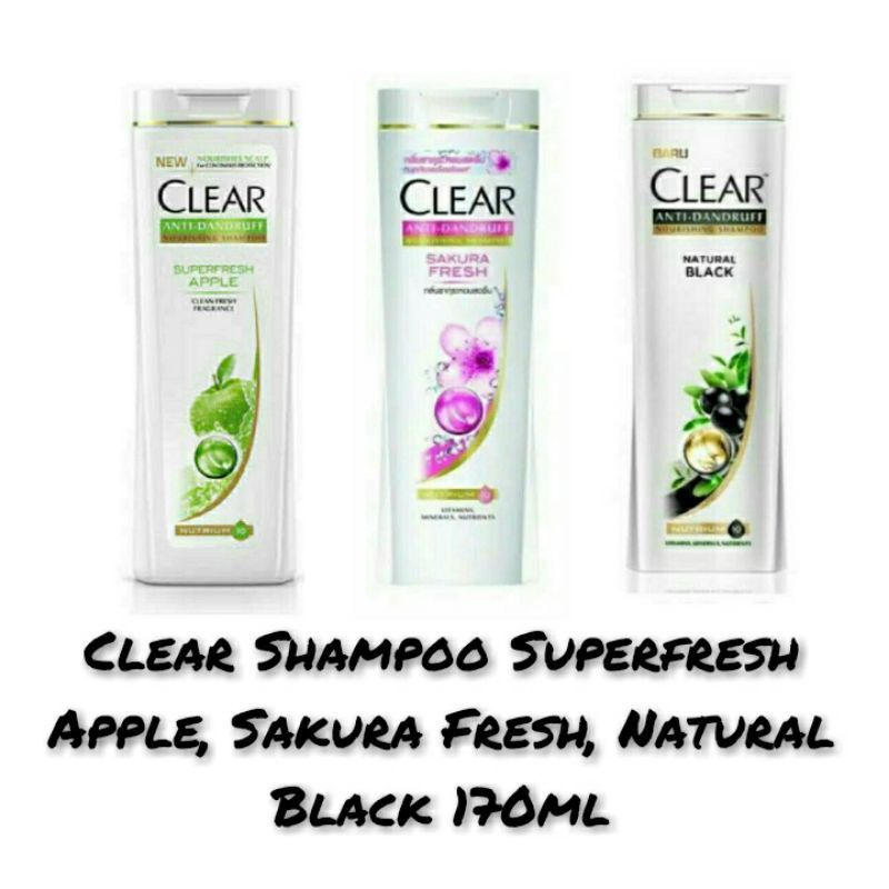 Clear Shampoo Apel, Sakura Fresh, Natural black 170ml