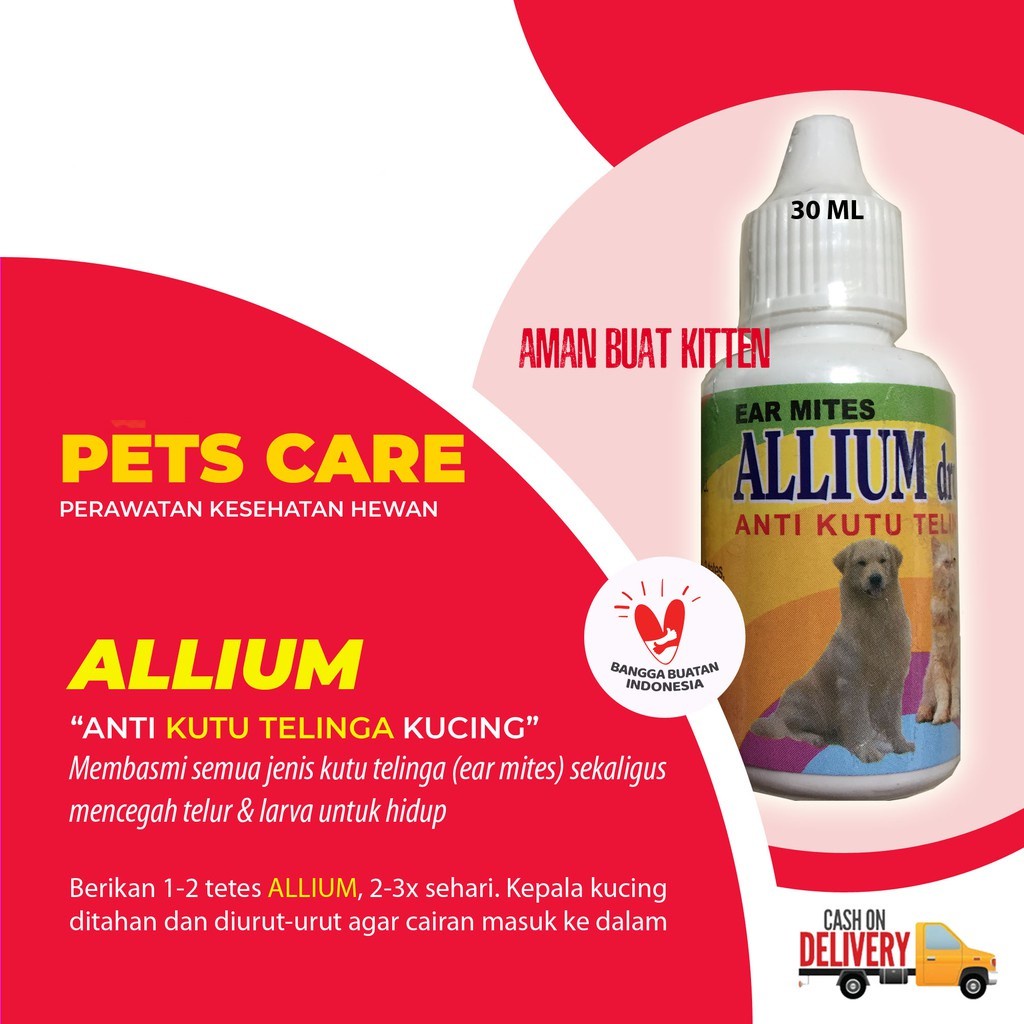 OBAT TETES ANTI KUTU TELINGA KUCING &amp; ANJING - ALLIUM DROPS EAR MITES 30 ML - CEGAH RADANG &amp; INFEKSI TELINGA -TAMASINDO PERAWATAN CAT DOG - KUTUAN - MURAH GARANSI KUALITAS ASLI ORIGINAL -  ANIMAL VETERINARY VITAMIN HEWAN BINATANG PELIHARAAN  MITRAPETLOVER