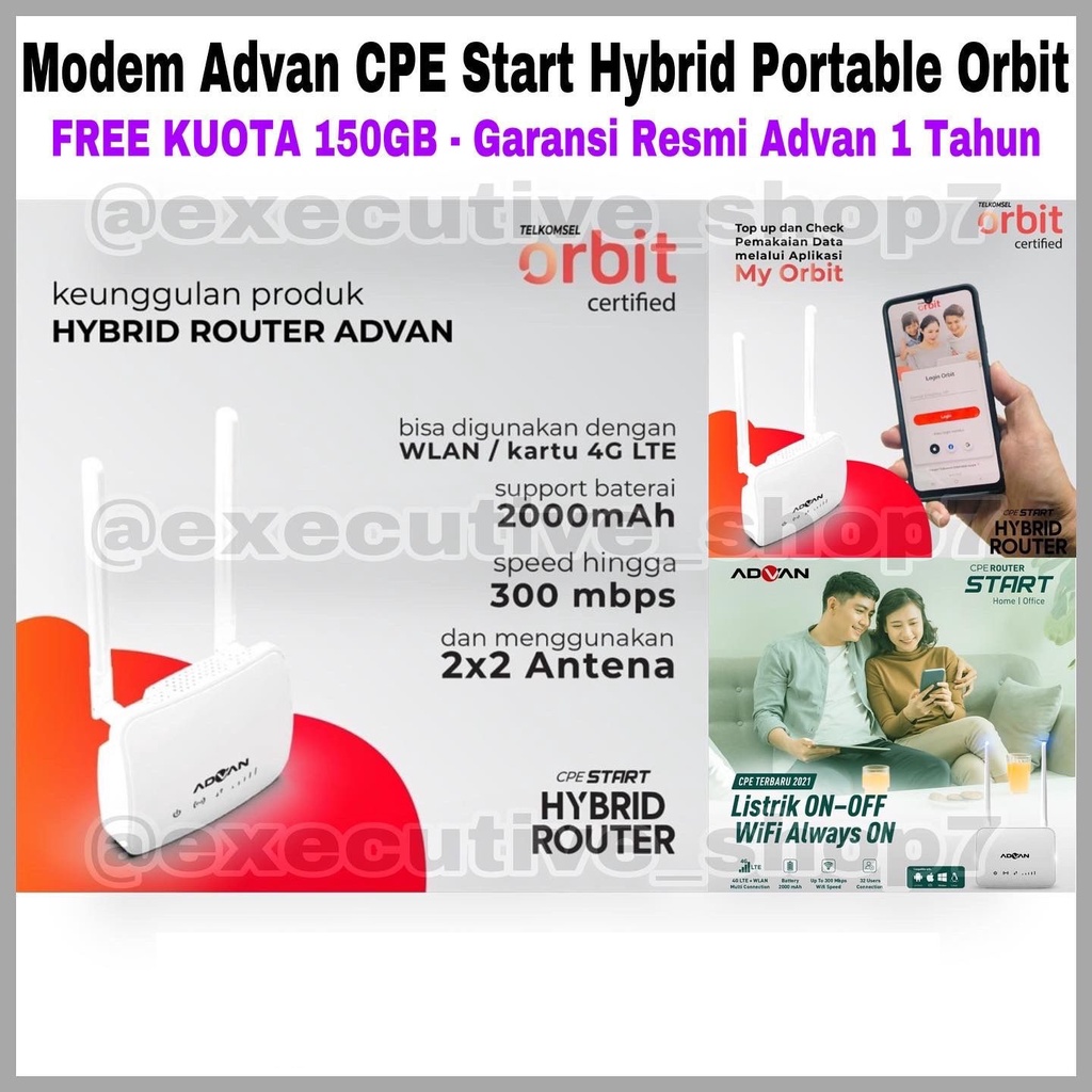 Modem Advan CPE Start Hybrid Portable Orbit FREE KUOTA 150GB - Garansi Resmi Advan 1 Tahun