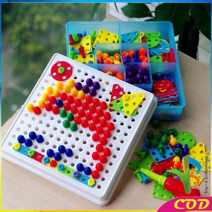 RB-M41 Mainan Edukasi Anak Creative Puzzle DIY Bor Obeng Sekrup 180PCS mR4