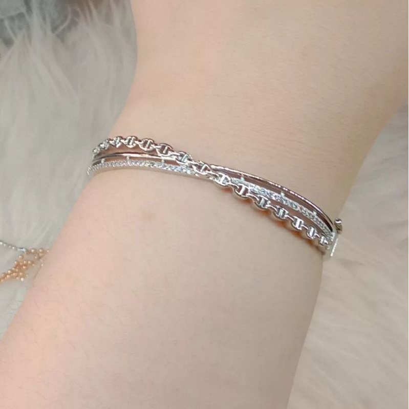 Gelang Titanium Wanita Anti Karat La Vienne - Bangle - Berlian nya Berkualitas Mewah Berkilau - Bisa COD