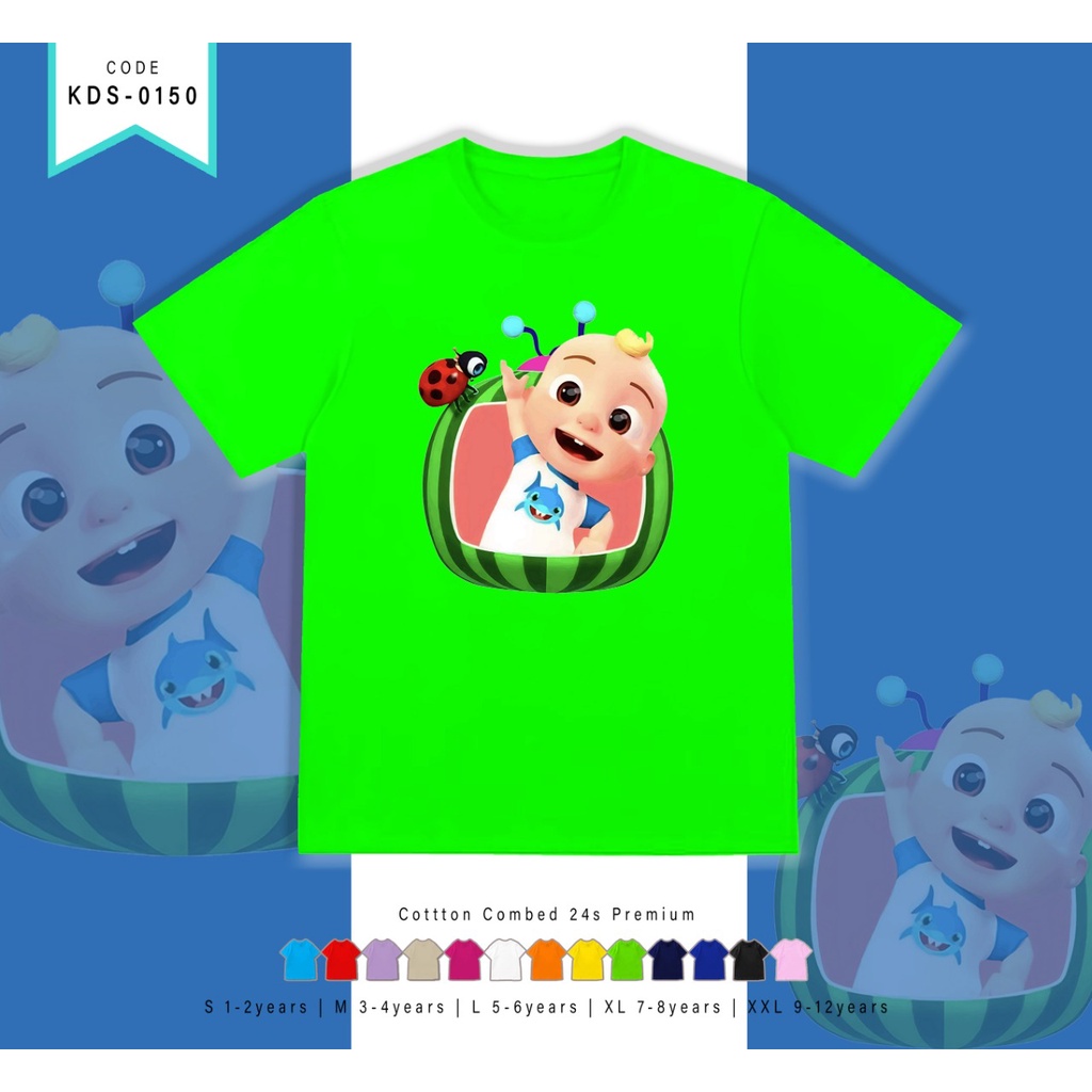 T-SHIRT / KAOS ANAK-ANAK TERMURAH BERGAMBAR COCO MELON SEMKA SHARK- TERIMA CUSTOM KAOS KELUARGA