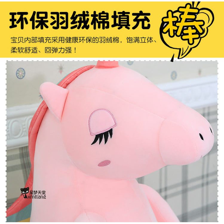 Boneka Unicorn Jumbo Tanduk Pelangi Bahan Plush