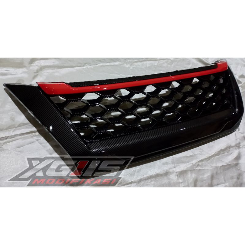 grill fortuner vrz carbon / gril grile fortuner 2016-2020 full carbon lis merah