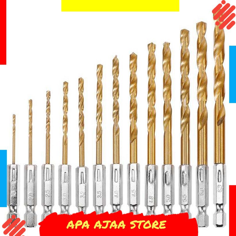 Bergaransi ! Mata Bor Power Drill Steel Titanium Hex Shank 13PCS - SV-VDB13