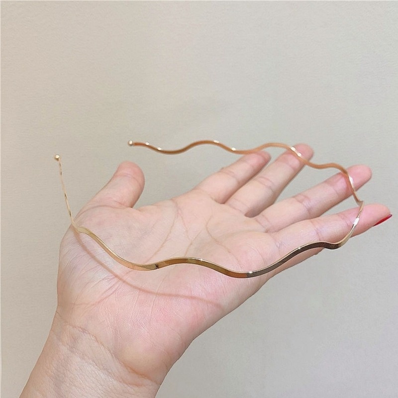 Magic789 Korean Girl Gold Metal Wave Hair Loop Women Headband for Makeup