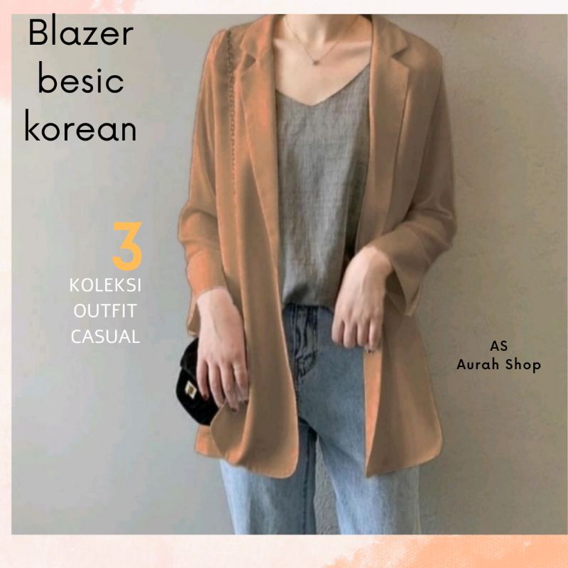 Blazer Wanita Korea / Blazer Basic Plain Korean Style / Blazer Tangan Panjang Wanita outher