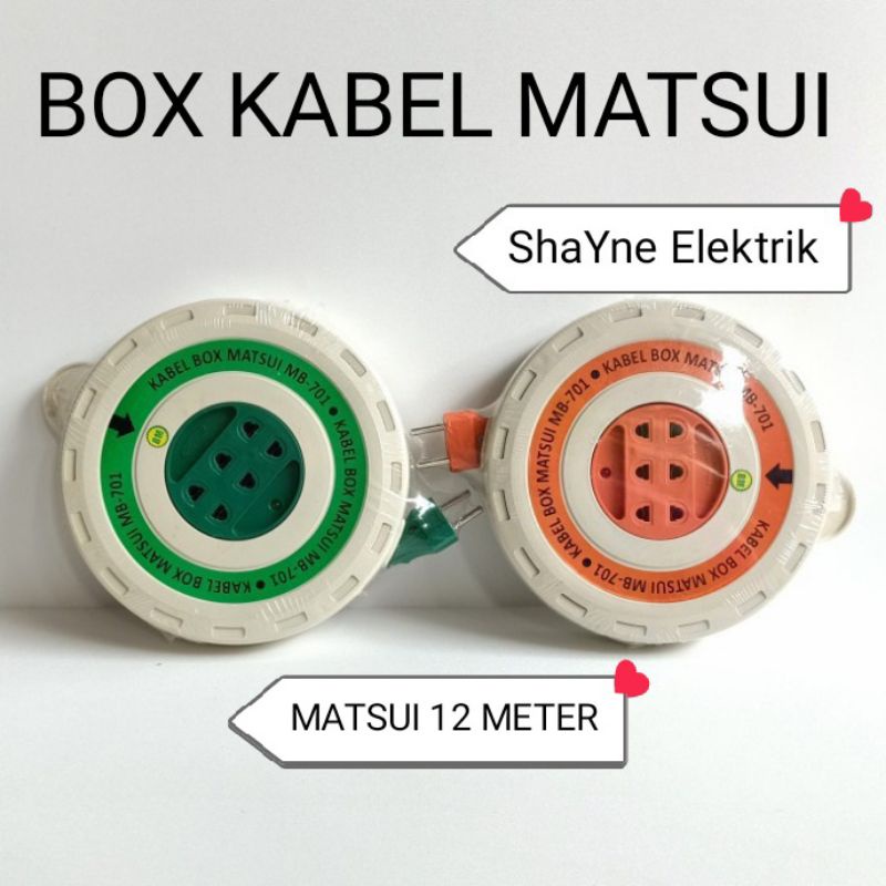 Kabel Roll Box Kabel Stop Kontak 3 Lubang Kabel 12 Meter MATSUI