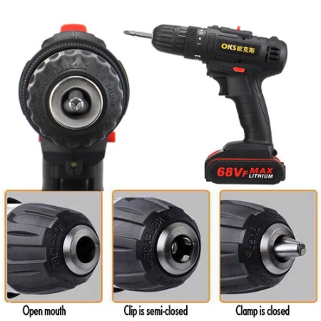 Bor baterai / bor cordless dengan isi ulang baterai lithium 68V/88V Autentik Bor listrik reversibel/beton besi kayu full set pilihan/ Bor tanpa kabel