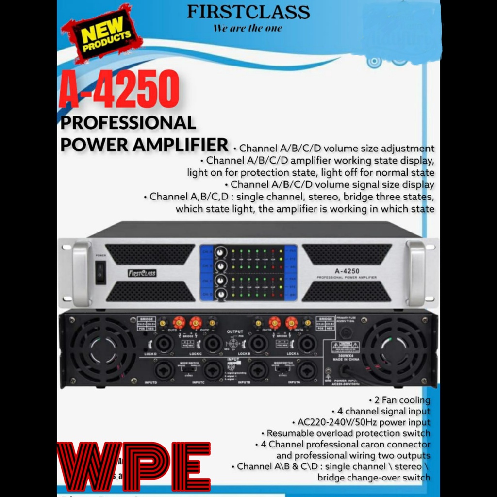 power amplifier firstclass a4250 a 4250 4 channel first class