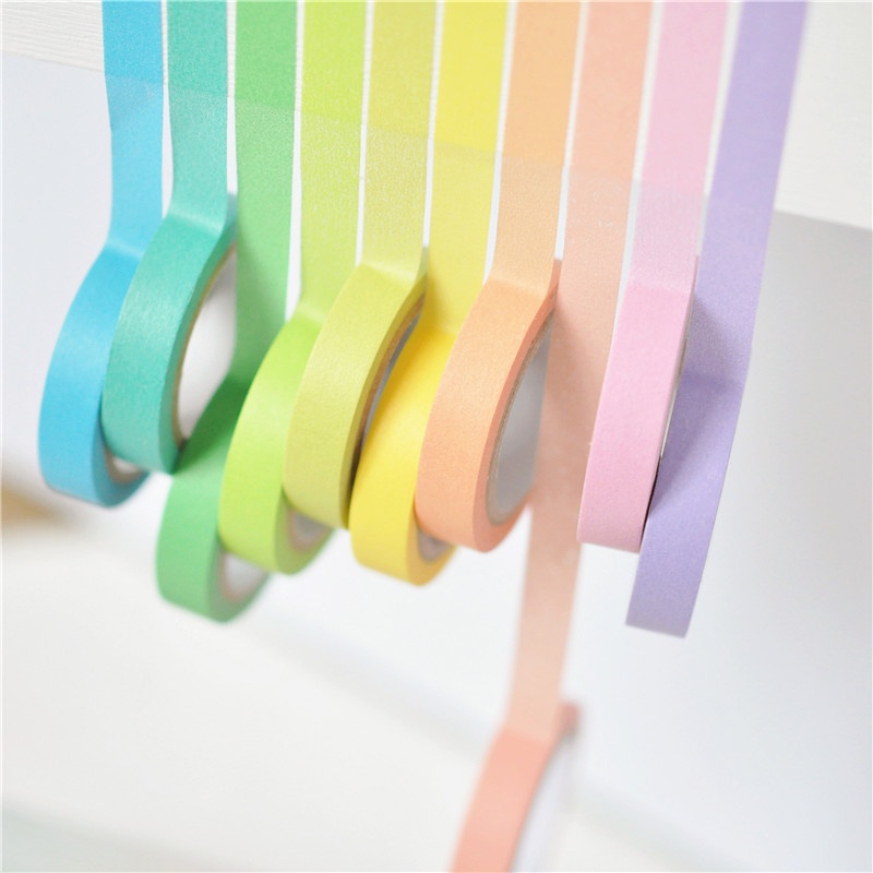 10 Rol Tape / Selotip Washi Warna Pelangi