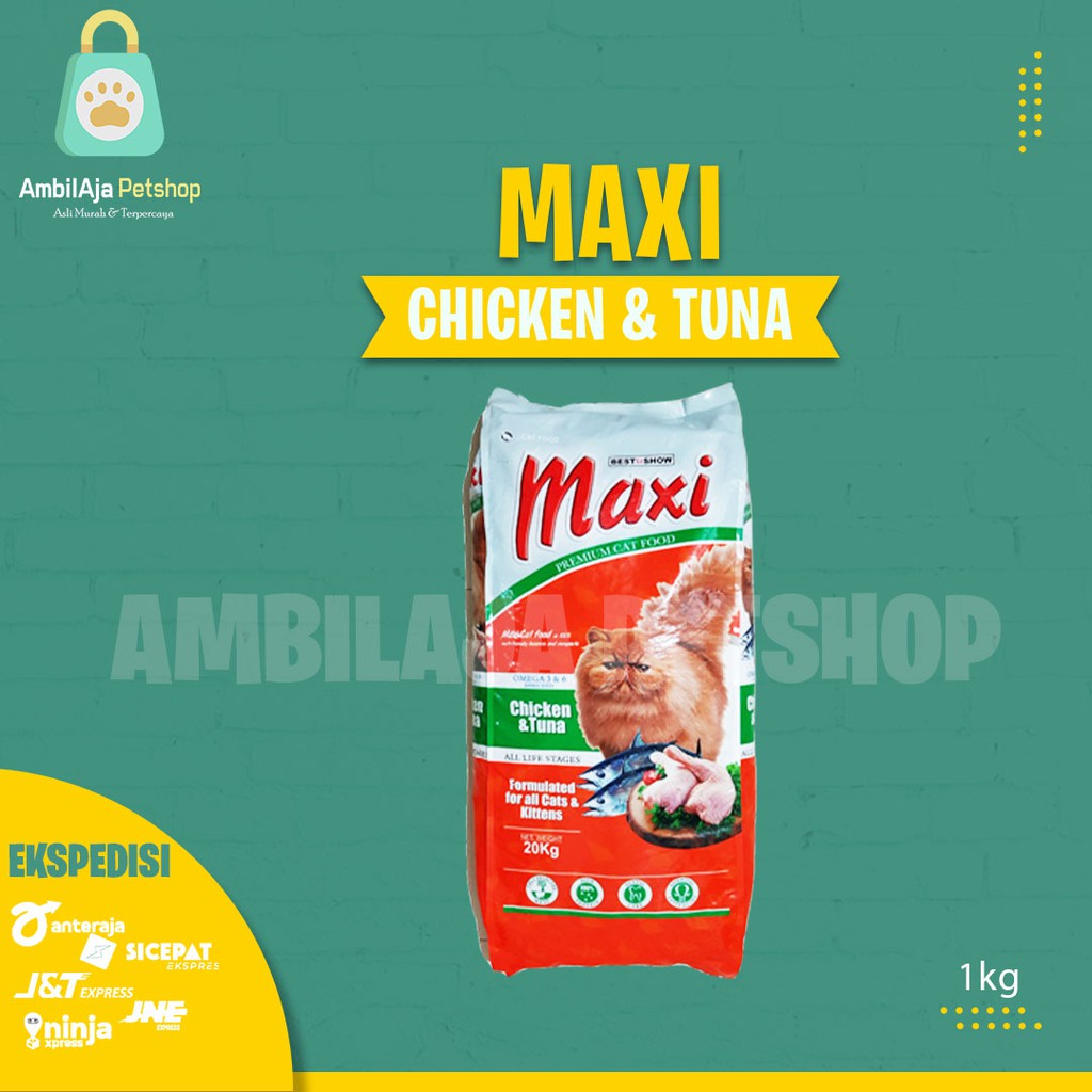 Makanan Kucing MAXI Cat 1kg - Chicken Tuna ( EKSPEDISI )