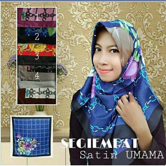 Super Hot SEGIEMPAT SATIN VELVET / JILBAB UMAMA / KERUDUNG MOTIF RANTAI Baru