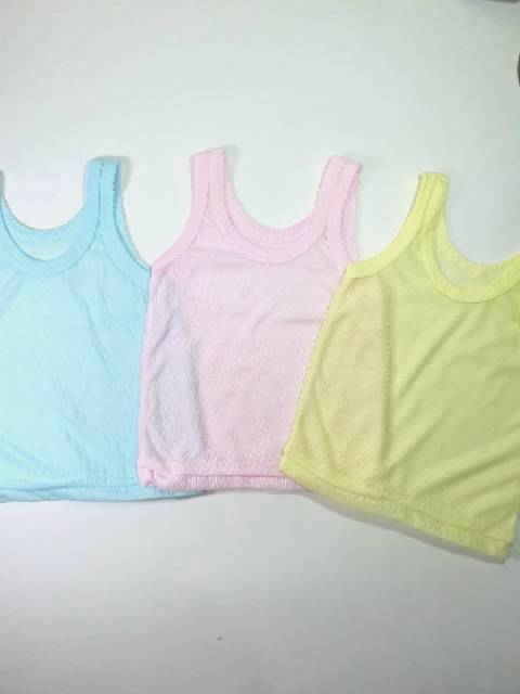 1 Lusin (12pcs) Singlet Bayi Premium Putih/ Warna ukuran Lengkap