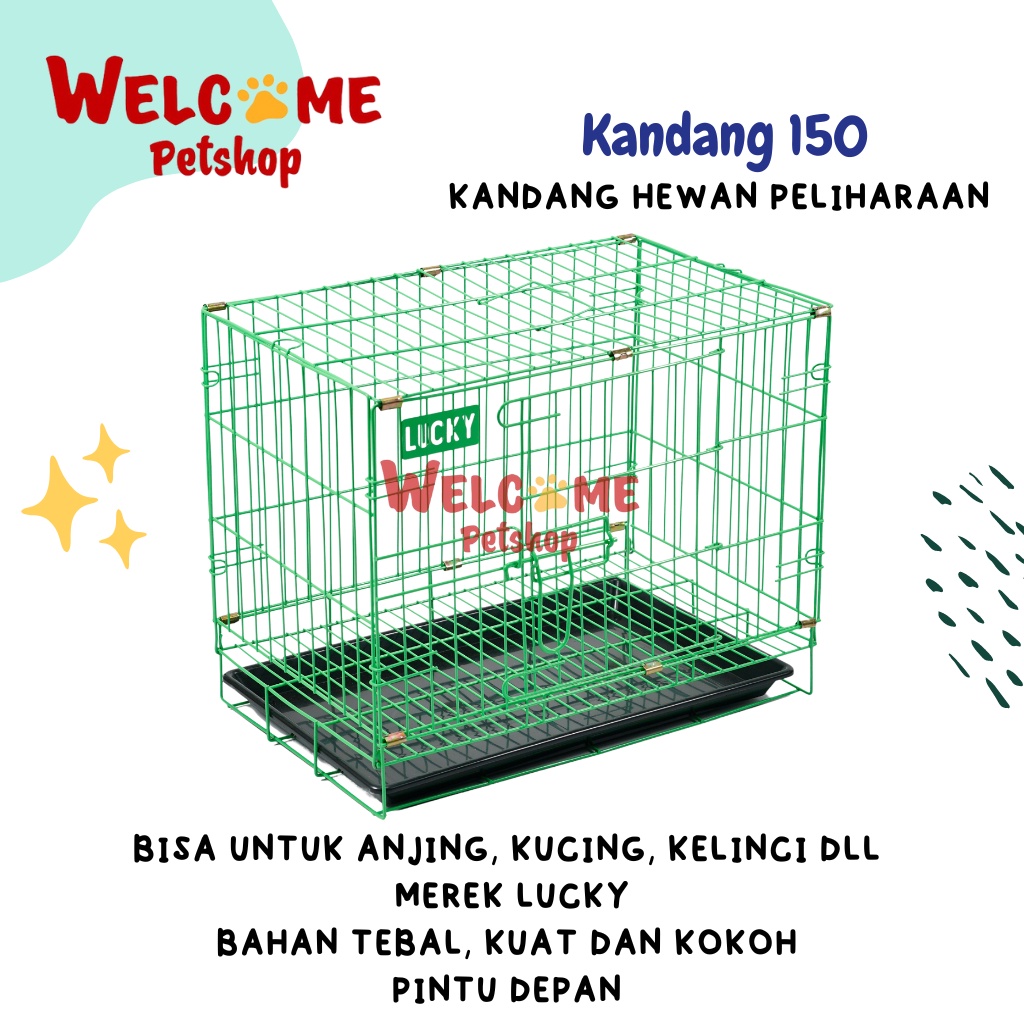 Kandang 150 Besi Lipat Lucky 48x30x38CM Kucing Kelinci Anjing Hewan