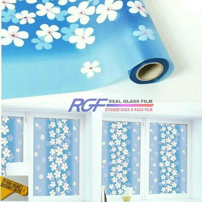 Wow Kaca Film / Sticker Kaca / Pelapis Kaca Motif Bunga Warna Terlaris