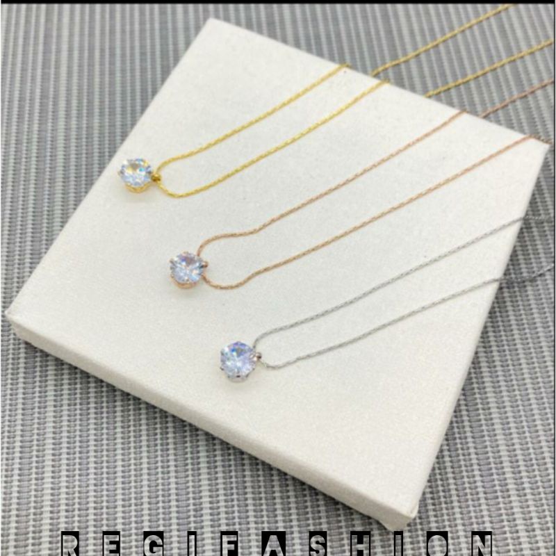 KALUNG SINGGLE DIAMOND TERBUAT DARI TITANIUM ASLI / TIDAK BISA LUNTUR / ANTI KARAT SELAMANYA