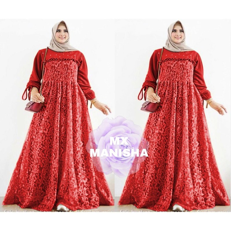 muslim dress jumbo terbaru mx manisha merah cabe size XXL