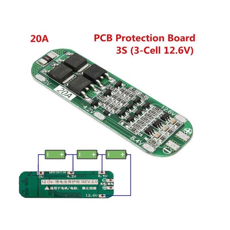 Papan Modul Pcb Bms Pelindung Charger Baterai Li-ion Lithium 3s 20a 18650 12.6v