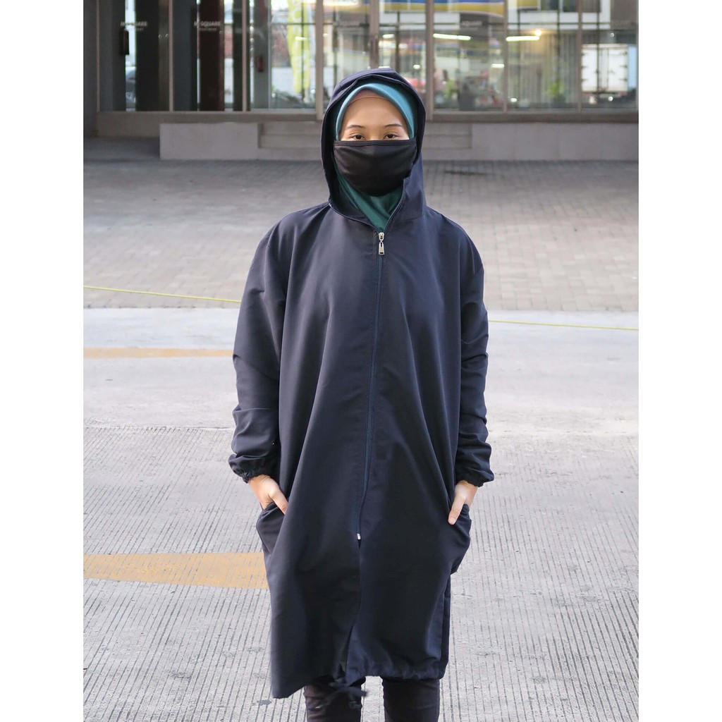 Jaket Anti Corona / Jaket APD Waterproof FREE MASKER - Long Jacket Navy