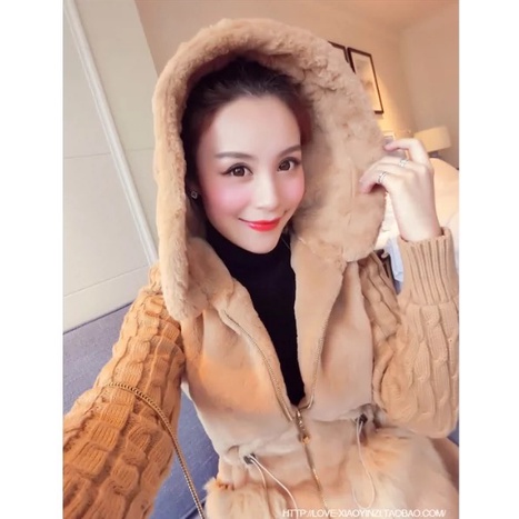 Jaket Bulu tebal musim dingin wanita  Winter fur Jacket Cardigan Hoodie women