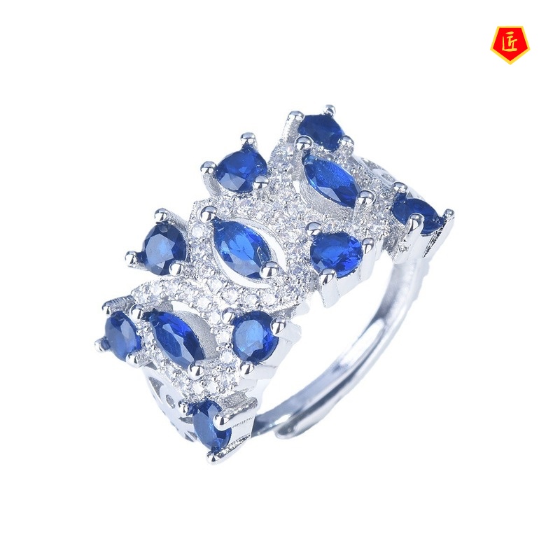 [Ready Stock]Natural Sapphire Ring Pt950 Platinum Fashion Personality