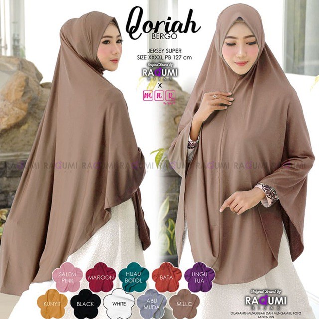 M1 Qoriah bergo hijab / premium hijab syari by Raqumi X MNV hijab