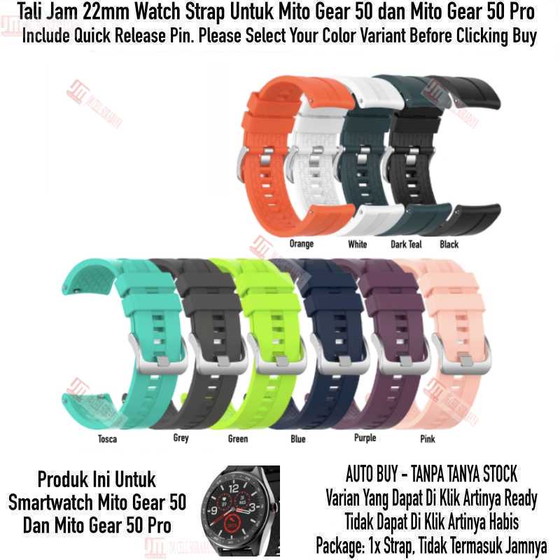 XLF Watch Strap Mito Gear 50 / Gear 50 Pro - Tali Jam 22mm Rubber Silikon Metal Buckle