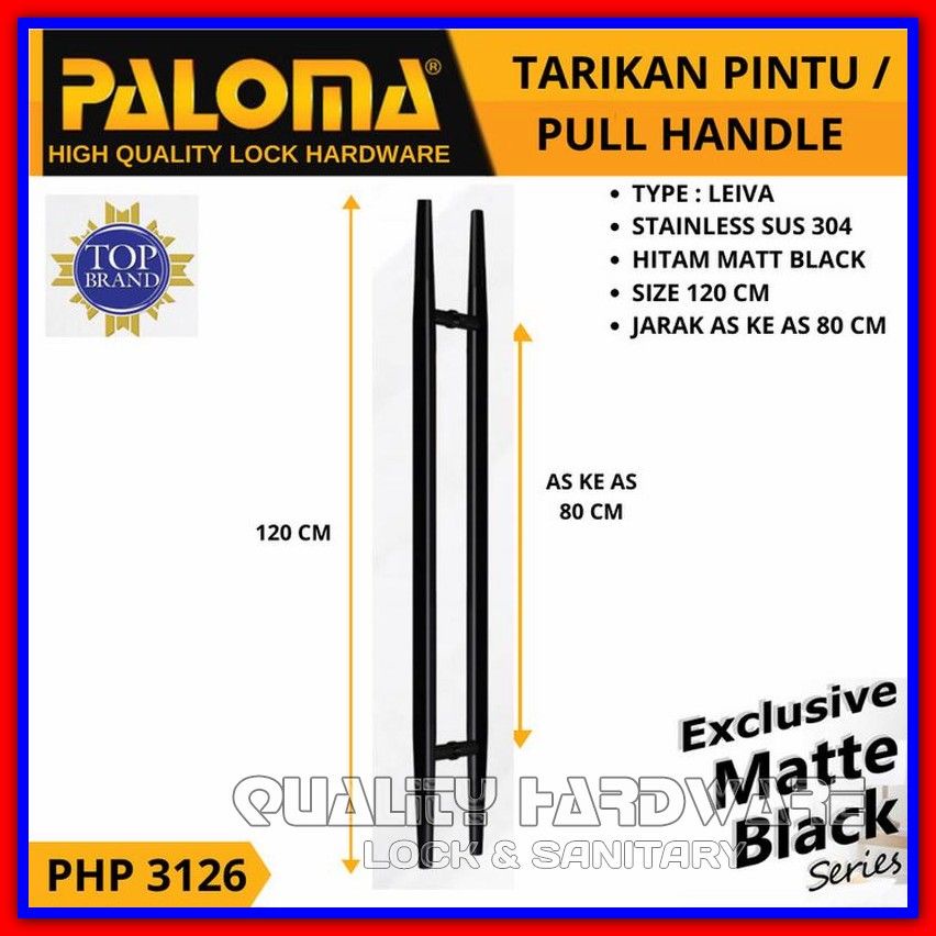 Handle Pintu / Gagang Pintu Minimalis Paloma QHPHP 3126 - 120 cm Hitam Handel Pintu Berkualitas