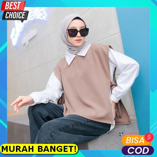 ✧Murah Banget✶➩ Owly - Baju Atasan Blouse Wanita Korea Import Lengan Panjang 90 ➩ Cod - Zashi Top At