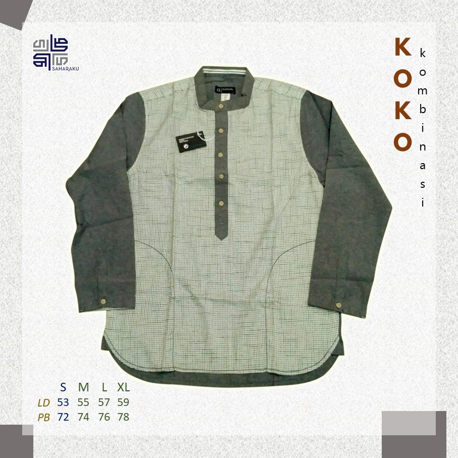 BAJU KOKO KOMBINASI GARIS KOTAK KOTAK