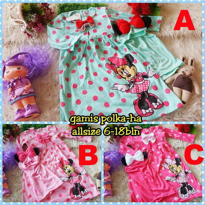 Gamis Bayi Perempuan Baju Muslim Bayi Perempuan Polkadot Minni