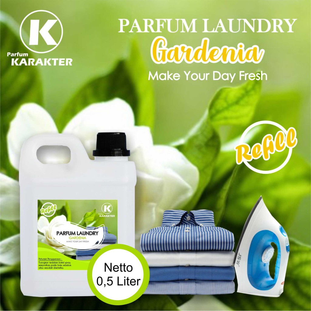 Parfum Laundry Aroma Gardenia Wangi &amp; Tahan Lama Kemasan Refil Ukuran 500 ml | Terlaris | Bisa Cod