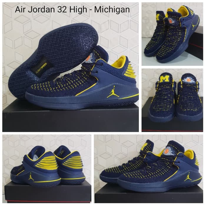 Sepatu Basket Air Jordan AJ 32 Michigan Darkblue Navy Yellow Termurah - Michigan