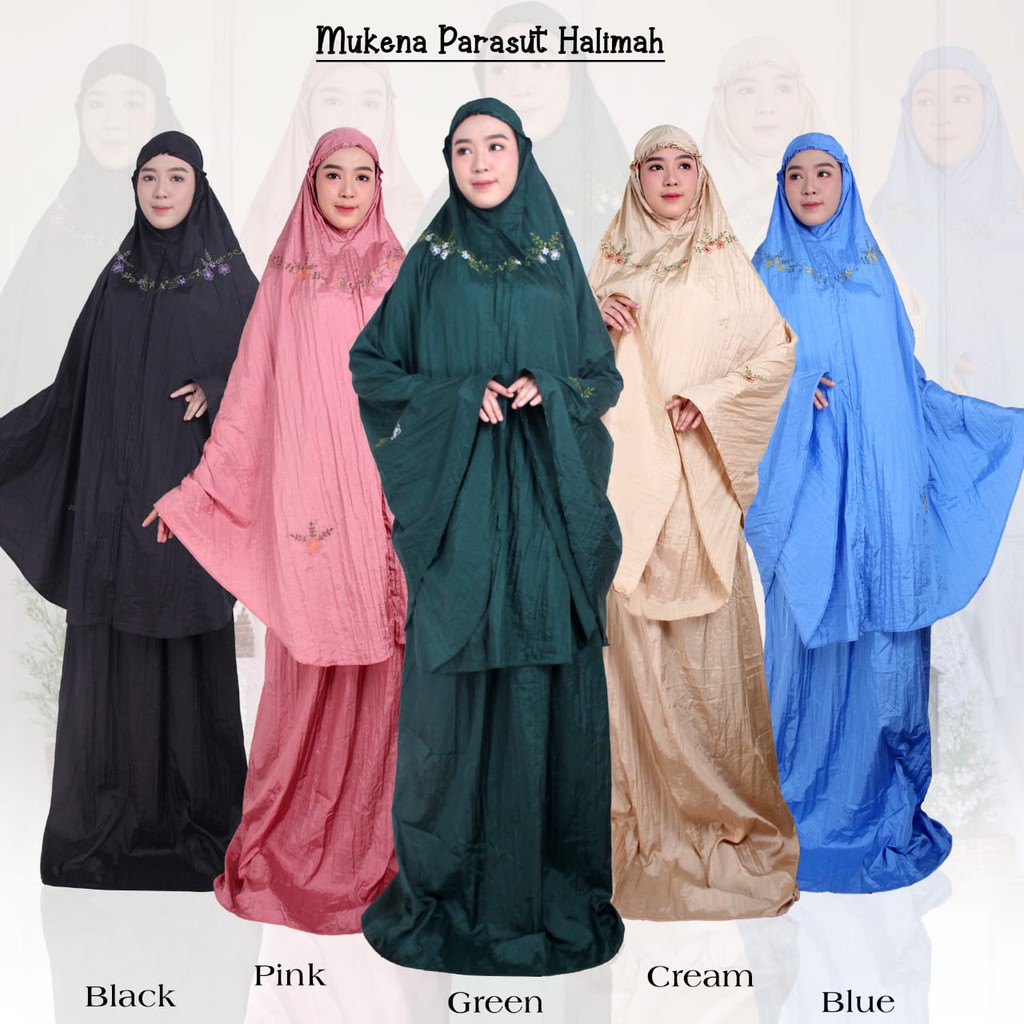 MUKENA DEWASA HALIMAH BAHAN PARASUT EST SELLER HARGA GROSIR BAYAR/DITEMPAT