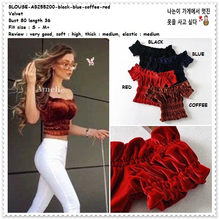 AB255200 Baju Atasan Wanita Sexy Crop Top Sabrina Korea Import