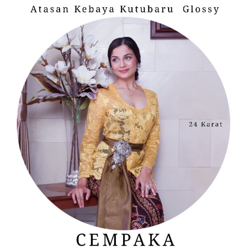 Atasan Kebaya Kutubaru Lengan Panjang Brokat Glossy Cempaka