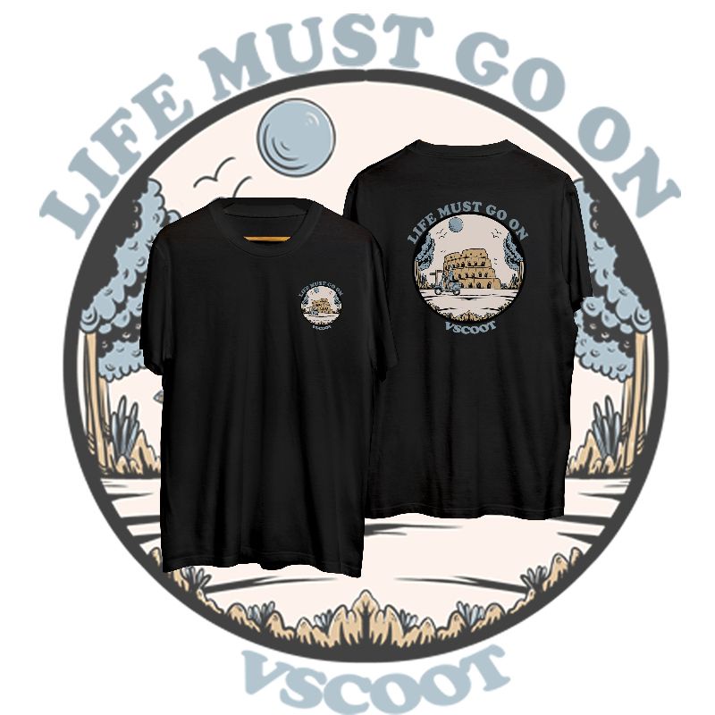Vespa Excel Kaos Merchandise Lapak Vscoot Tema Life Must Go On