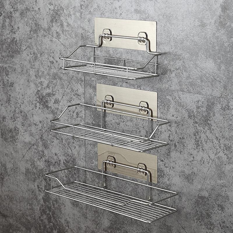 Rak Gantungan Gantung wadah Kamar Mandi Bathroom Organizer Dapur Rak Serbaguna Rack Stainless Steel Size Shampo Sampo Tempel