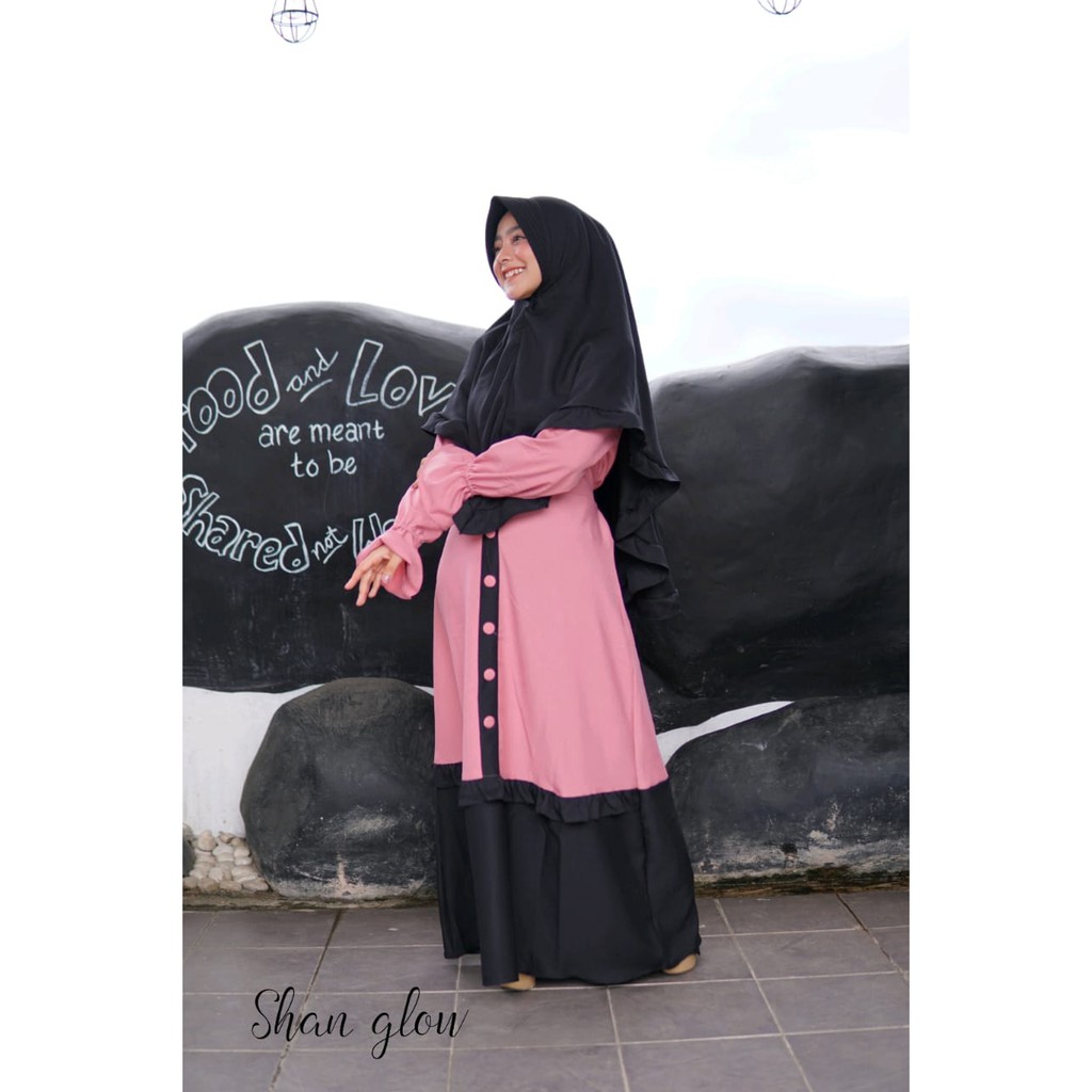 Gamis set syari  Itycrepe SISUKA by Shan glow Set Khimar terbaru grosir ecer murah reseller dropship